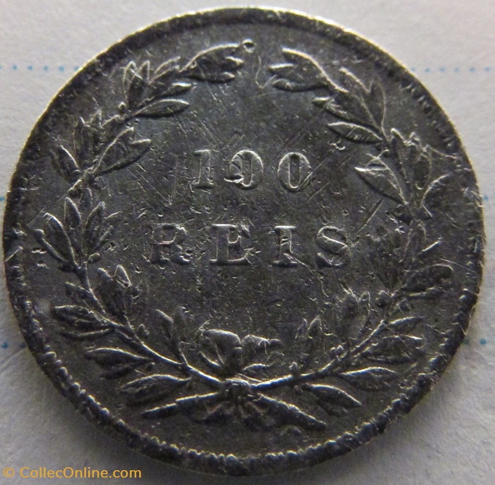 PORTUGAL - Pierre V - 100 Reis - 1857 monnaies monde portugal pierre v 100 reis 1857