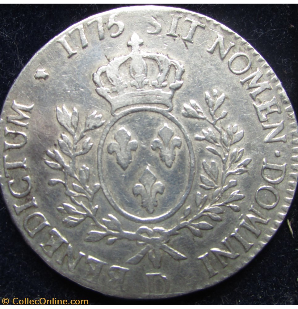 Ecu Louis XVI 1775 D Lyon monnaie france a royale ecu louis xvi 1775 d lyon