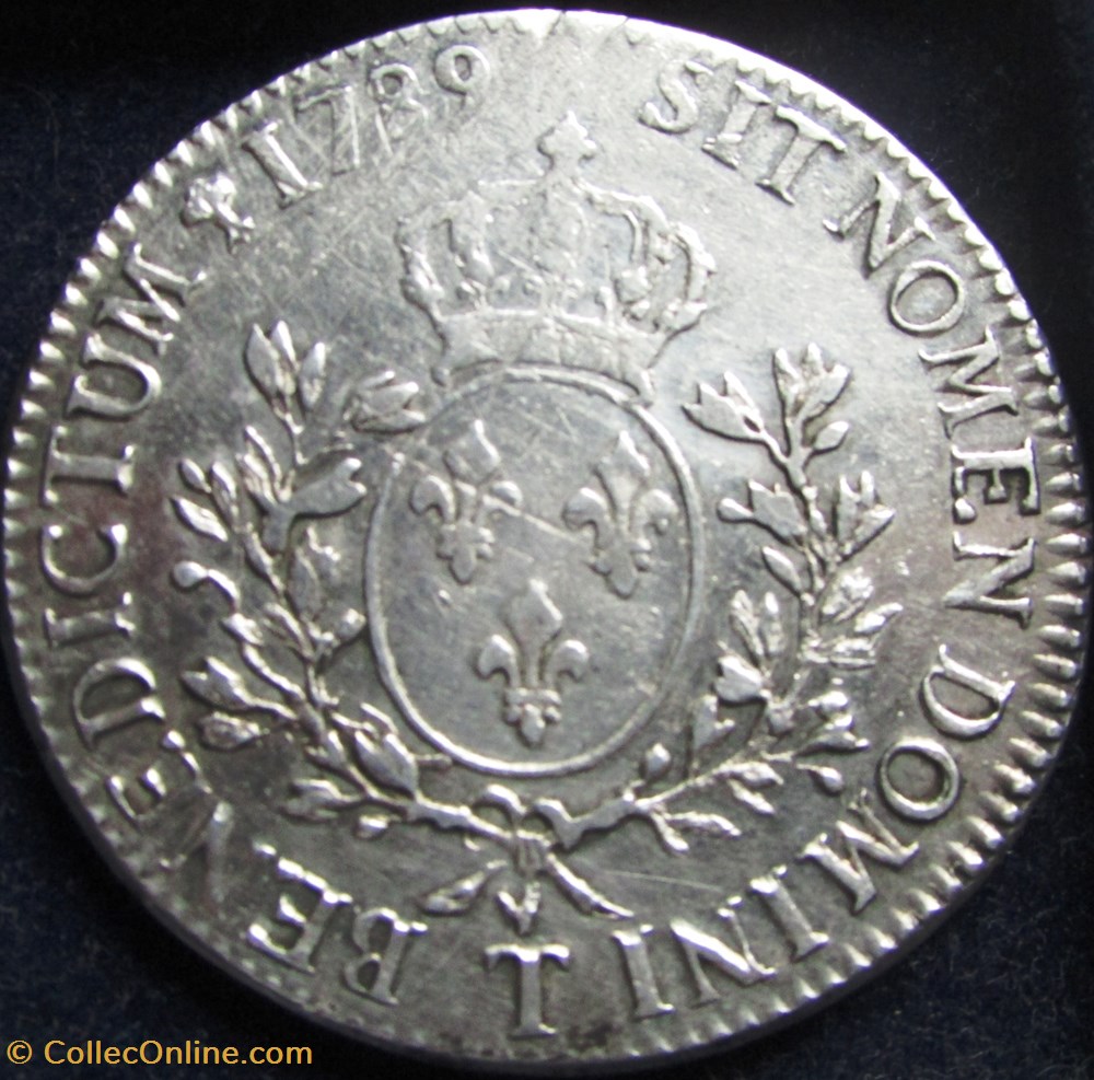 Ecu Louis XVI 1789 T Nantes monnaie france royale ecu louis xvi 1789 t nantes