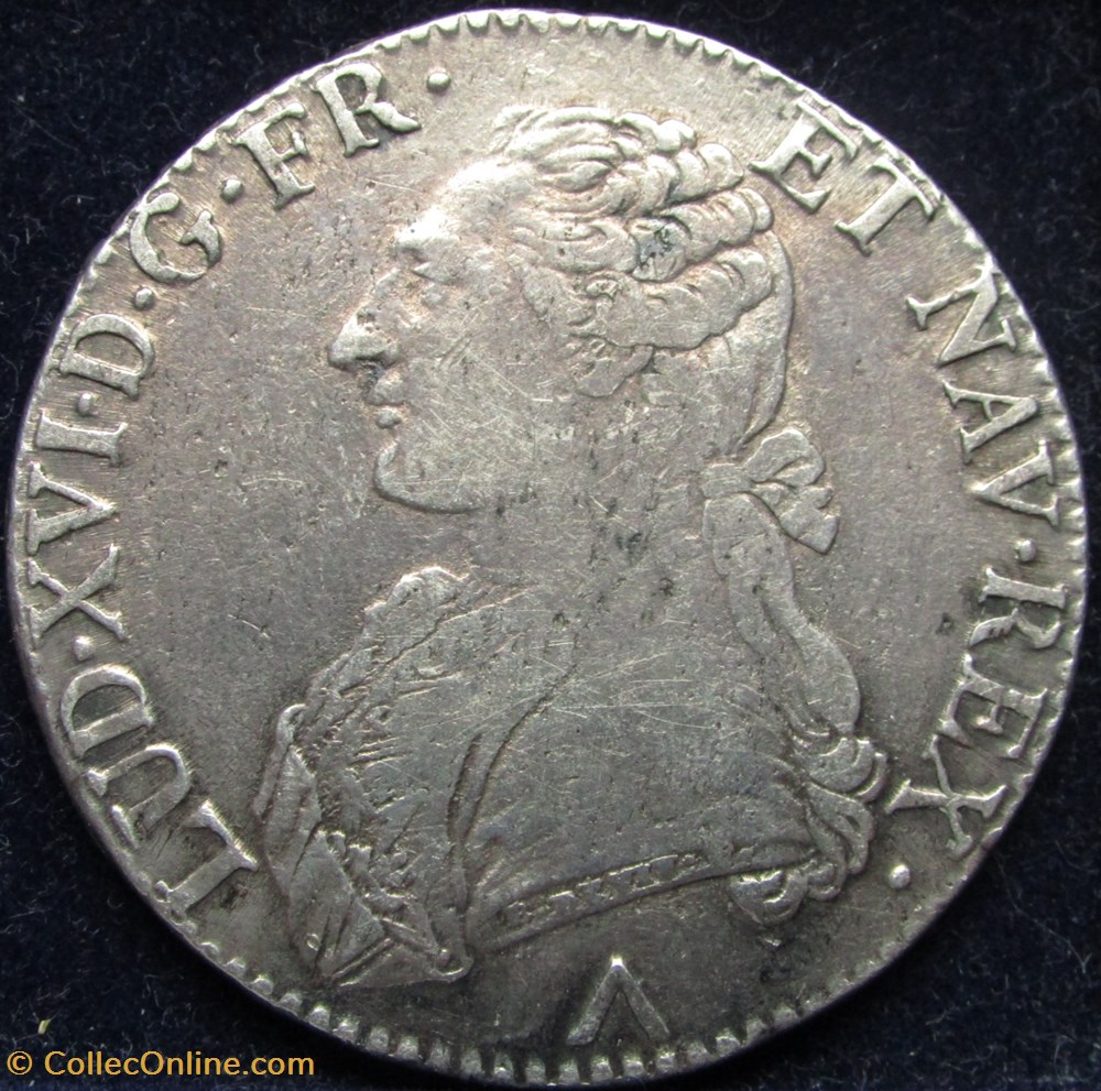 Ecu Louis XVI 1775 W Lille - Différent Losange monnaie france royale ecu louis xvi 1775 w lille different losange