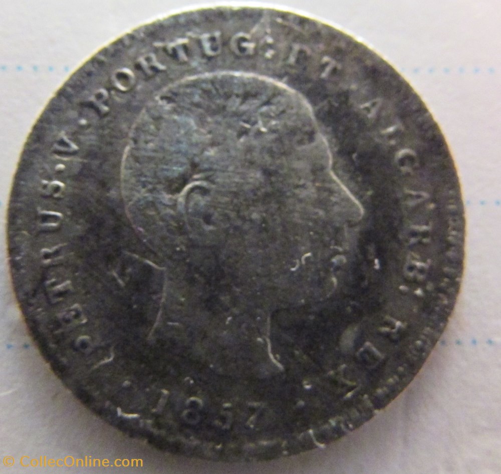 PORTUGAL - Pierre V - 100 Reis - 1857 monnaies monde portugal pierre v 100 reis 1857