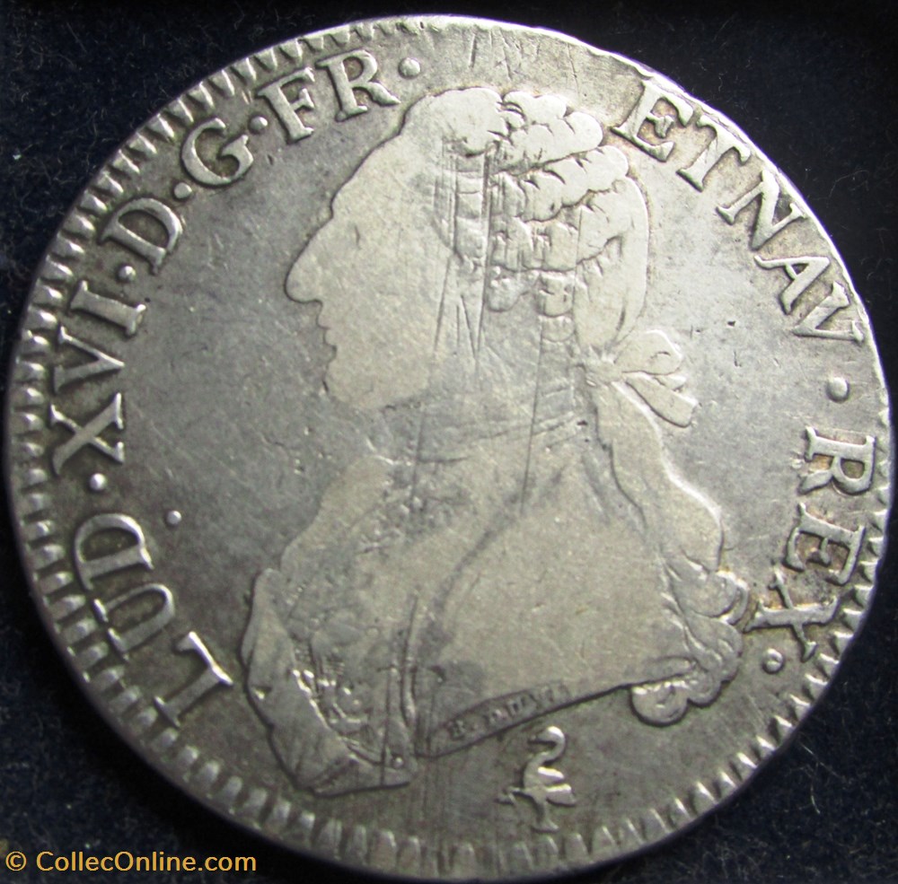 Ecu Louis XVI 1789 A Paris - 2ème semestre monnaie france royale ecu louis xvi 1789 a paris 2eme semestre