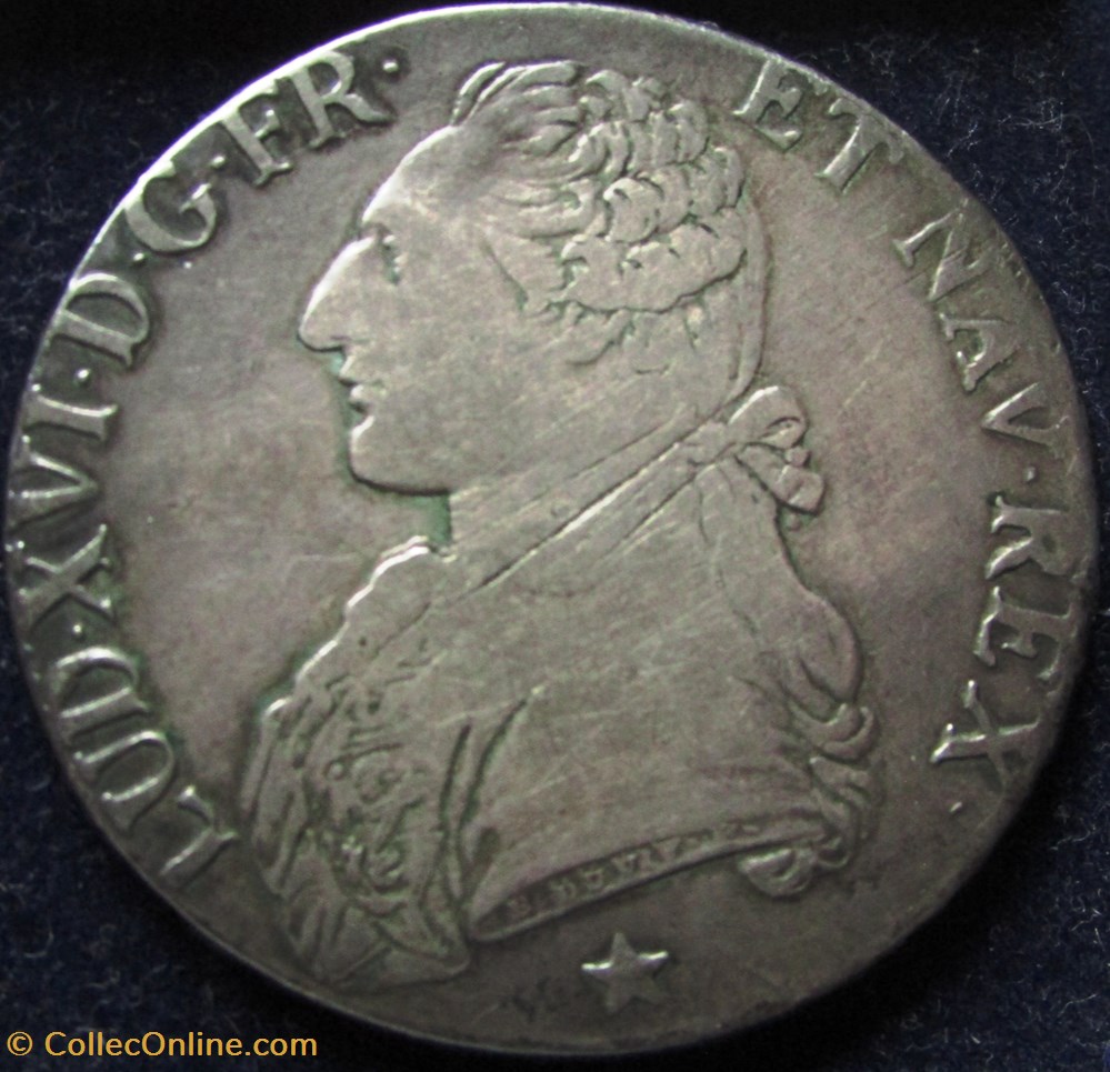 Ecu Louis XVI 1790 W Lille monnaie france a royale ecu louis xvi 1790 w lille
