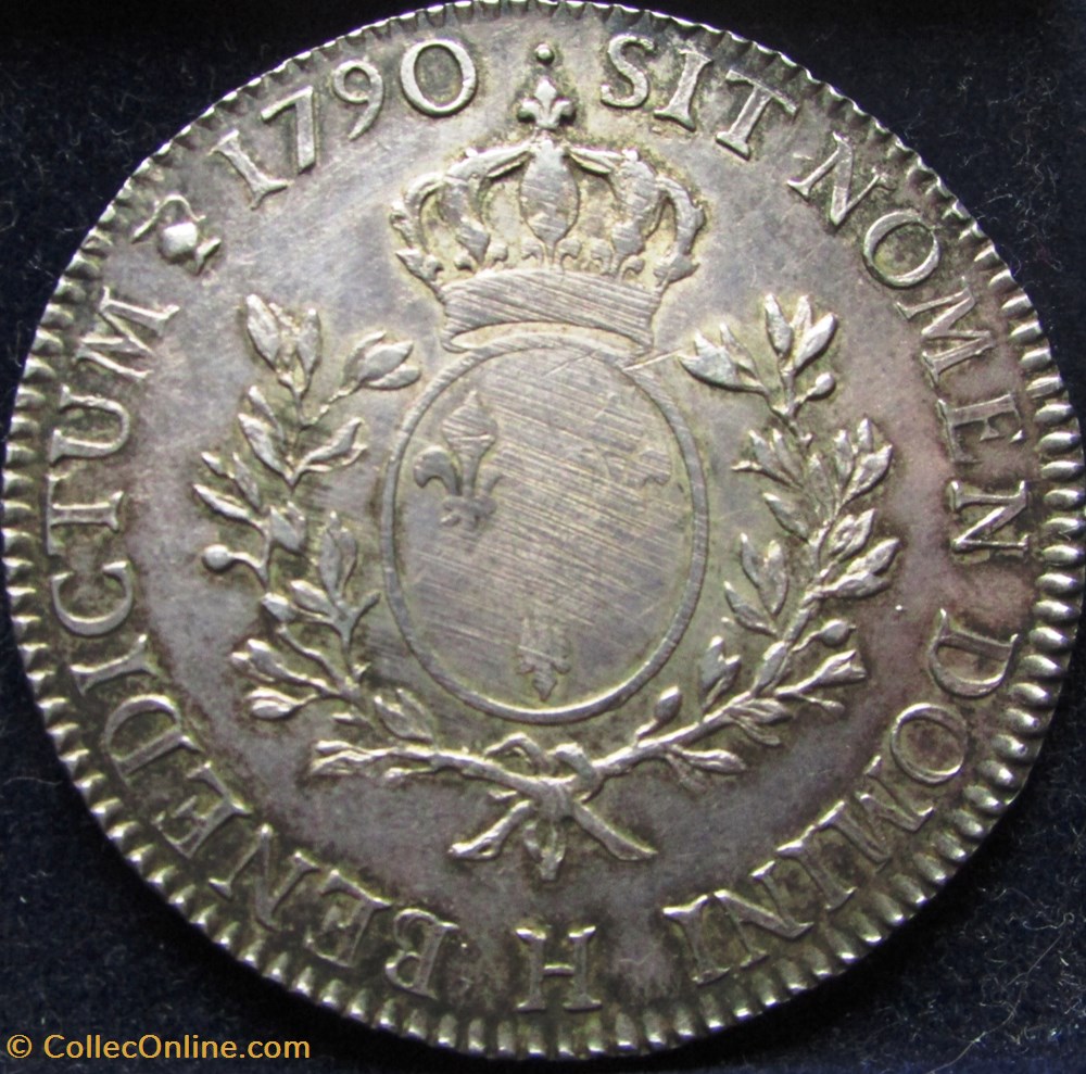 monnaie france royale ecu louis xvi 1790 h la rochelle