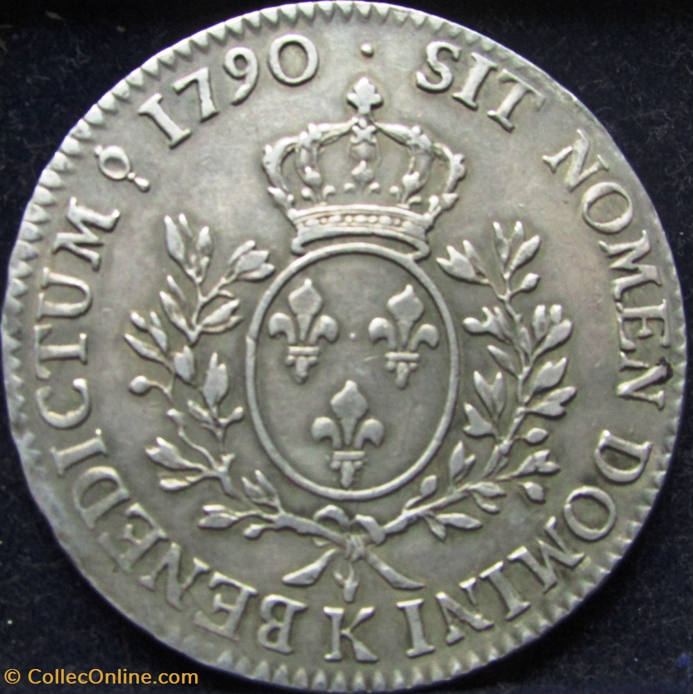Ecu Louis XVI 1790 K Bordeaux monnaie france royale ecu louis xvi 1790 k bordeaux