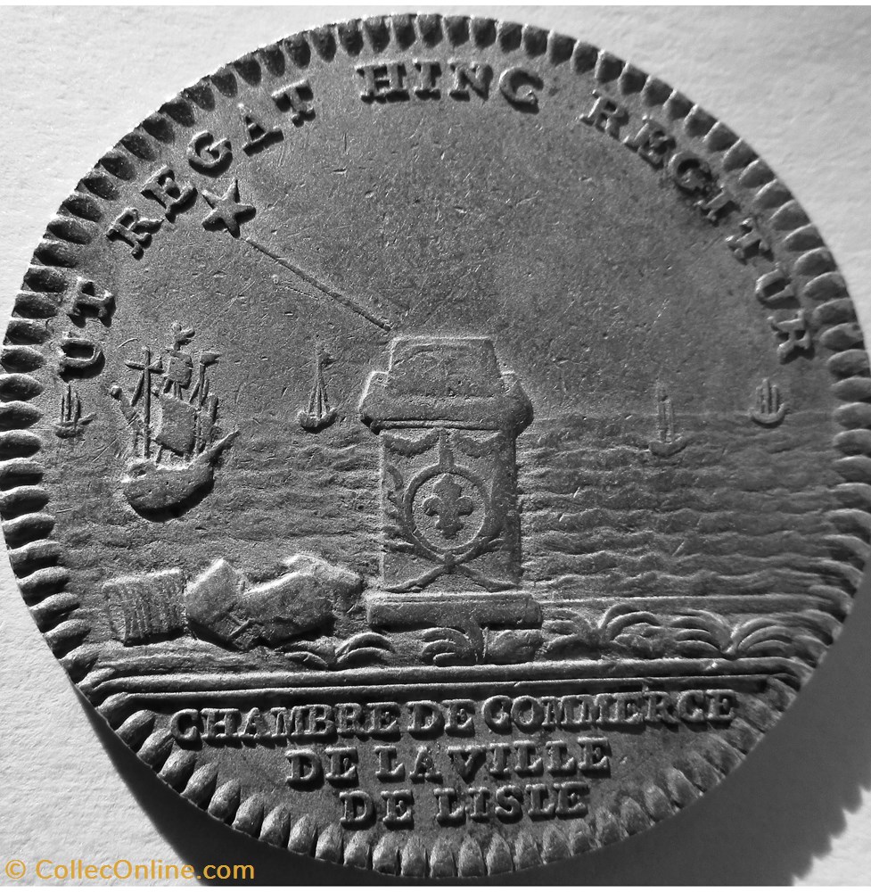 Jeton Louis XVI - GP744J - Chambre de commerce de Lille monnaies jetons mereaux jeton louis xvi gp744j chambre de commerce de lille