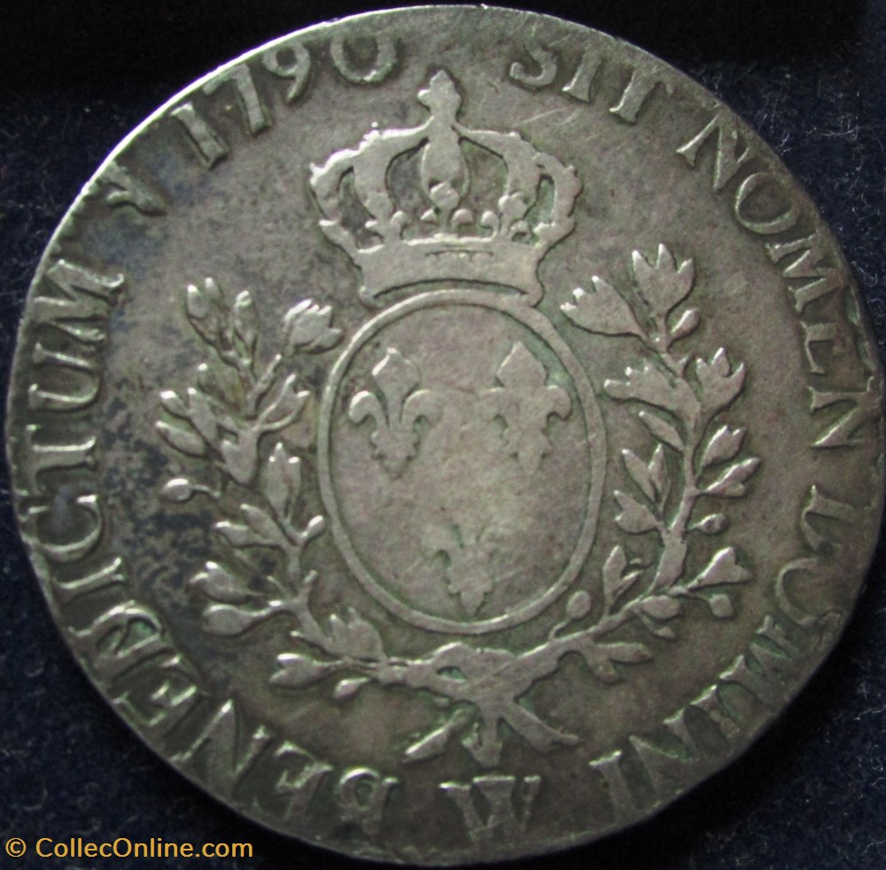 Ecu Louis XVI 1790 W Lille monnaie france a royale ecu louis xvi 1790 w lille