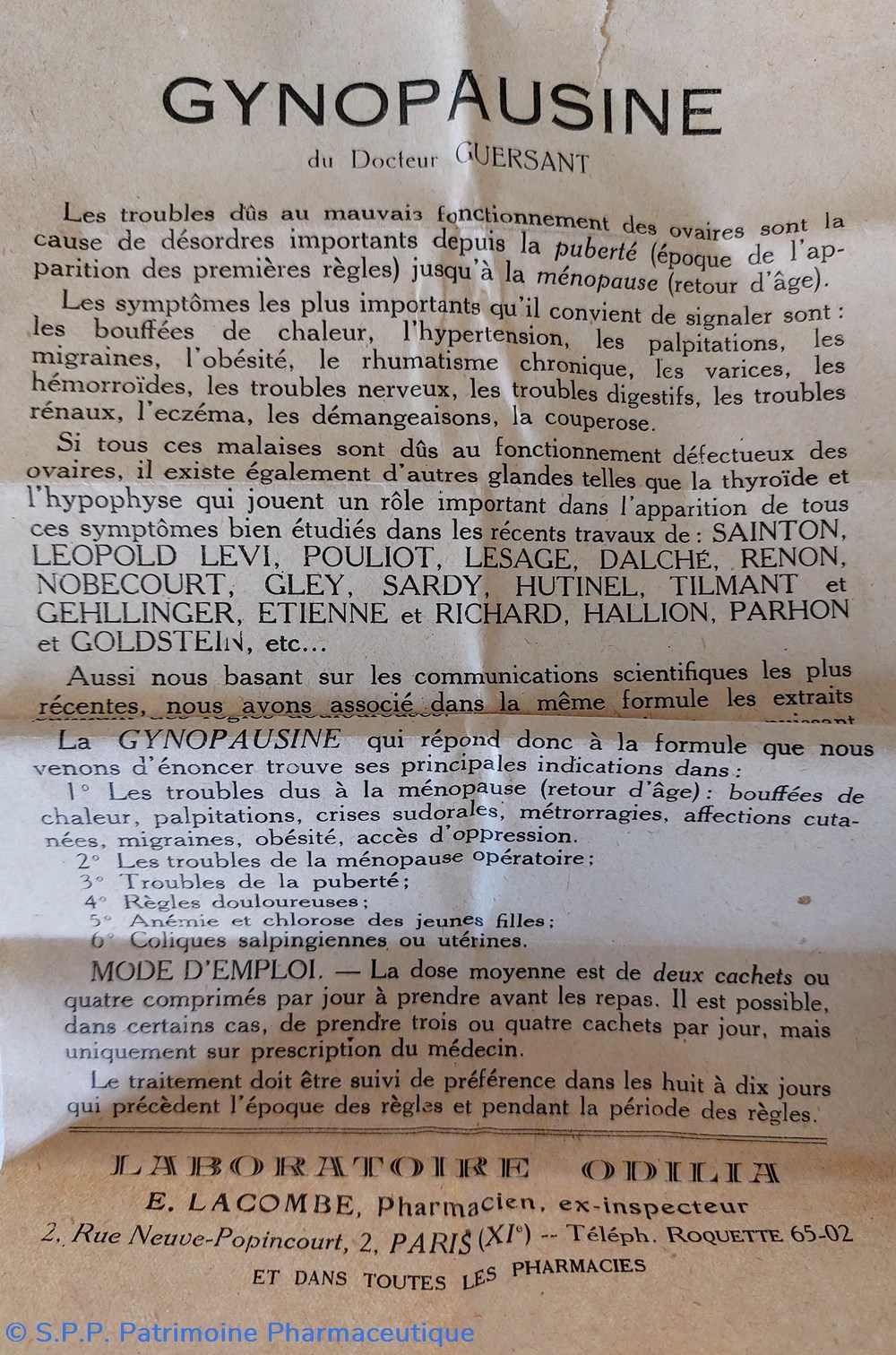 GYNOPAUSINE / Comprimés ODILIA 5 science pharmacie gynopausine comprimes odilia