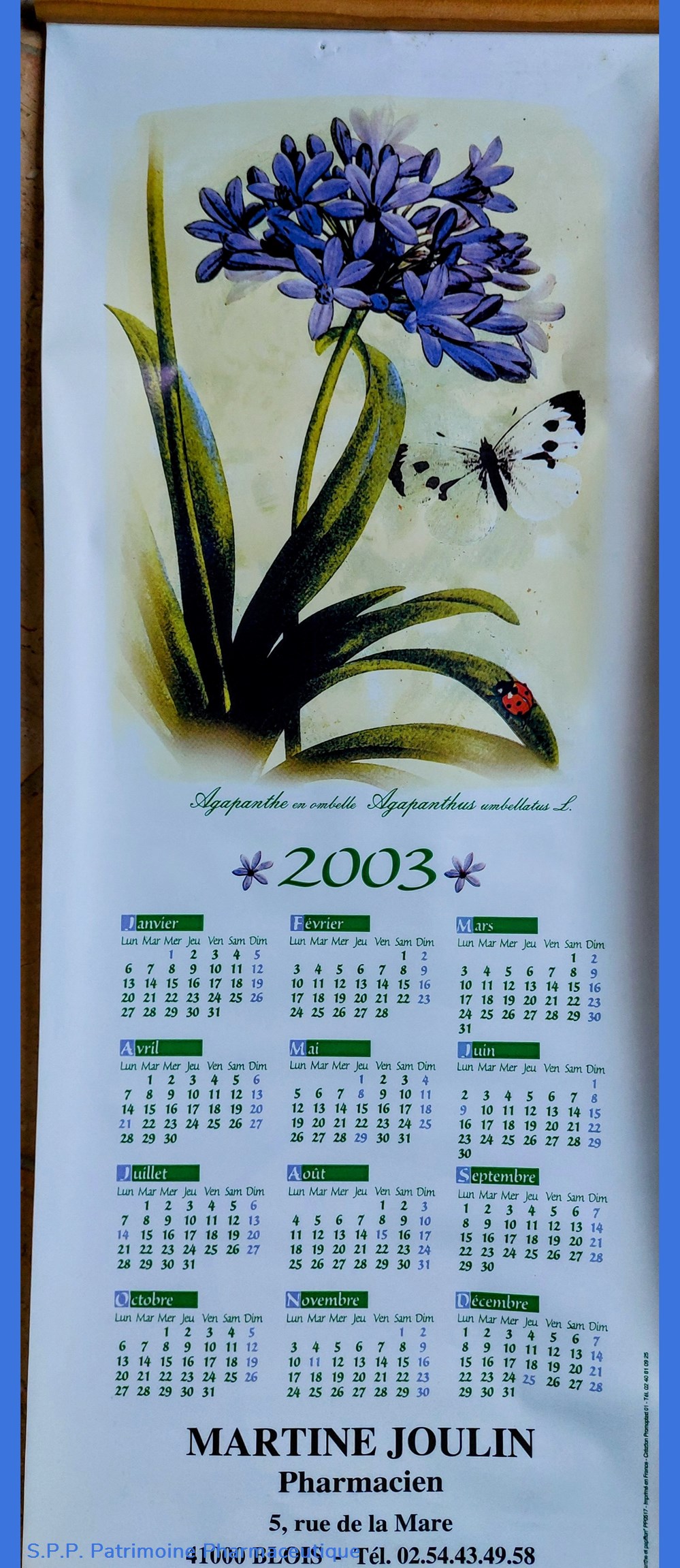 science pharmacie calendrier 2003 agapanthe