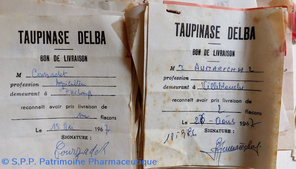 Taupinase DELBA / Bons de livraisons 1967 2 documents anciens taupinase delba bons de livraisons 1967