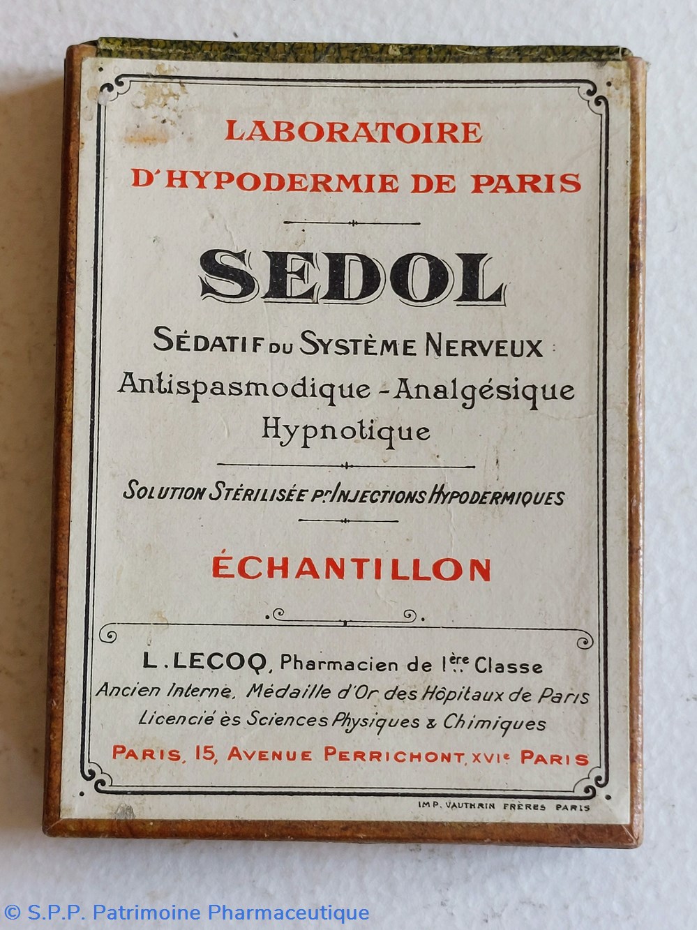 SEDOL / Injections Hypodermiques L. Lecoq science pharmacie sedol injections hypodermiques l lecoq