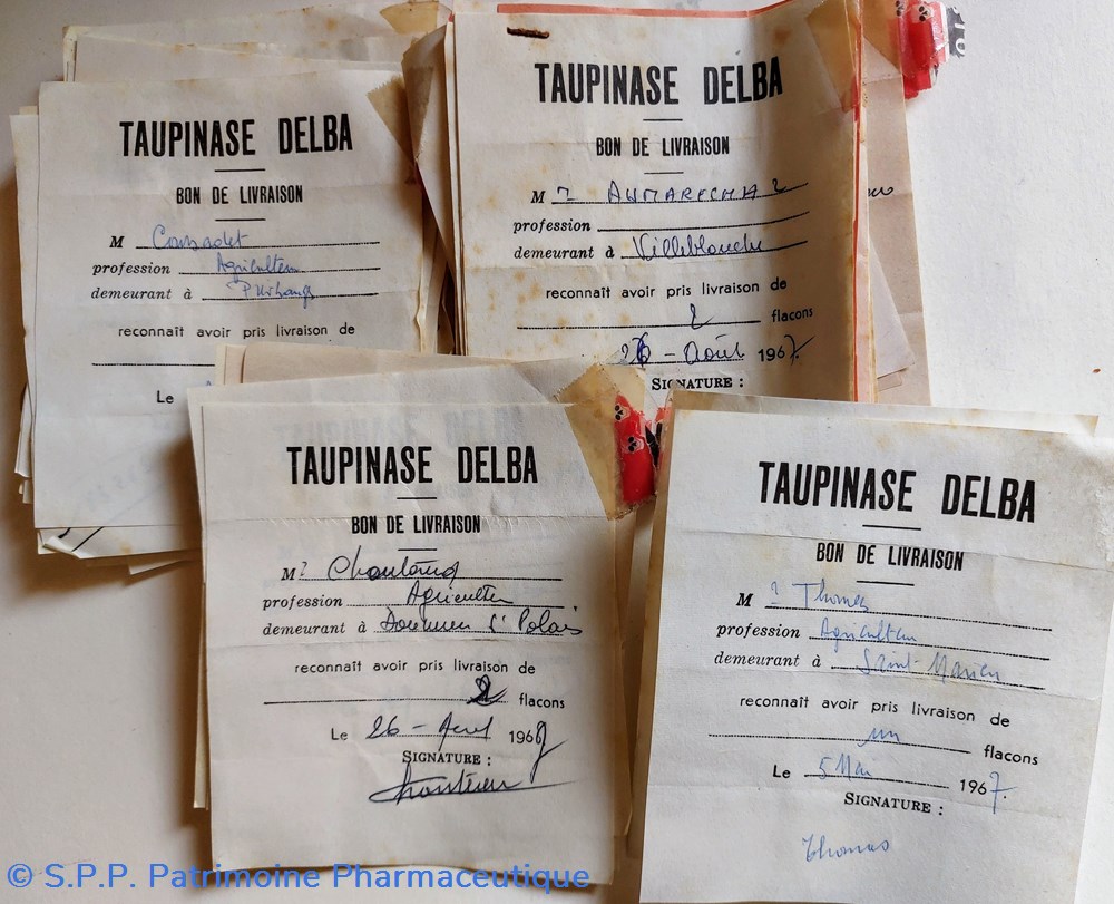 Taupinase DELBA / Bons de livraisons 1967 3 documents anciens taupinase delba bons de livraisons 1967