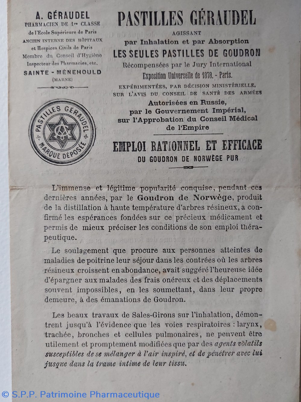 documents anciens pastilles geraudel info produit