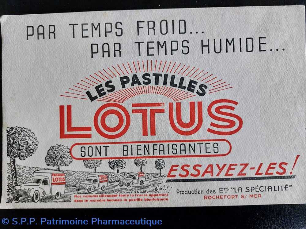 Pastilles LOTUS / Buvard des Ets "La Spécialité * 5 science pharmacie pastilles lotus buvard des ets la specialite