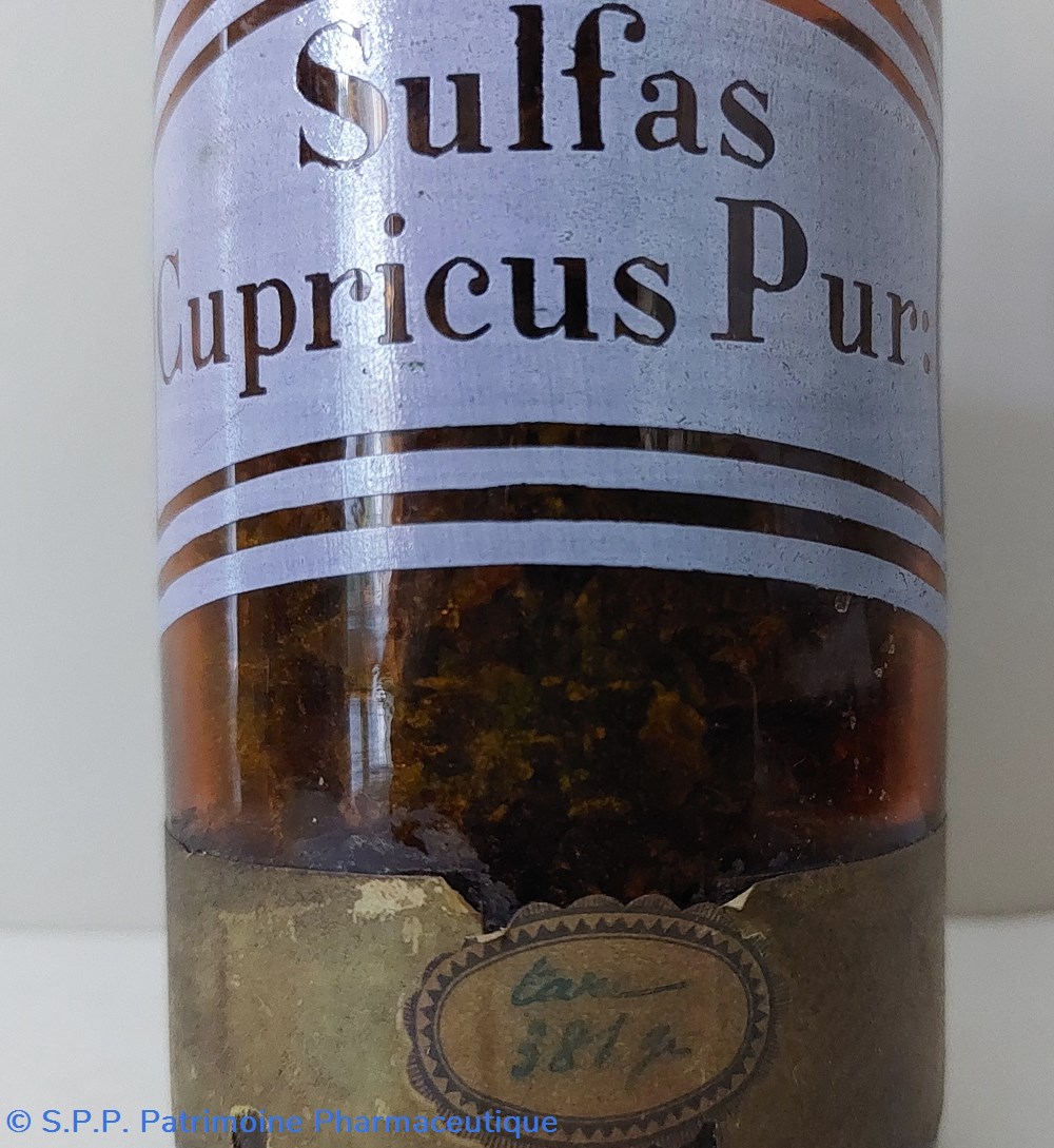 science pharmacie sulfas cupricus pur verre ambre