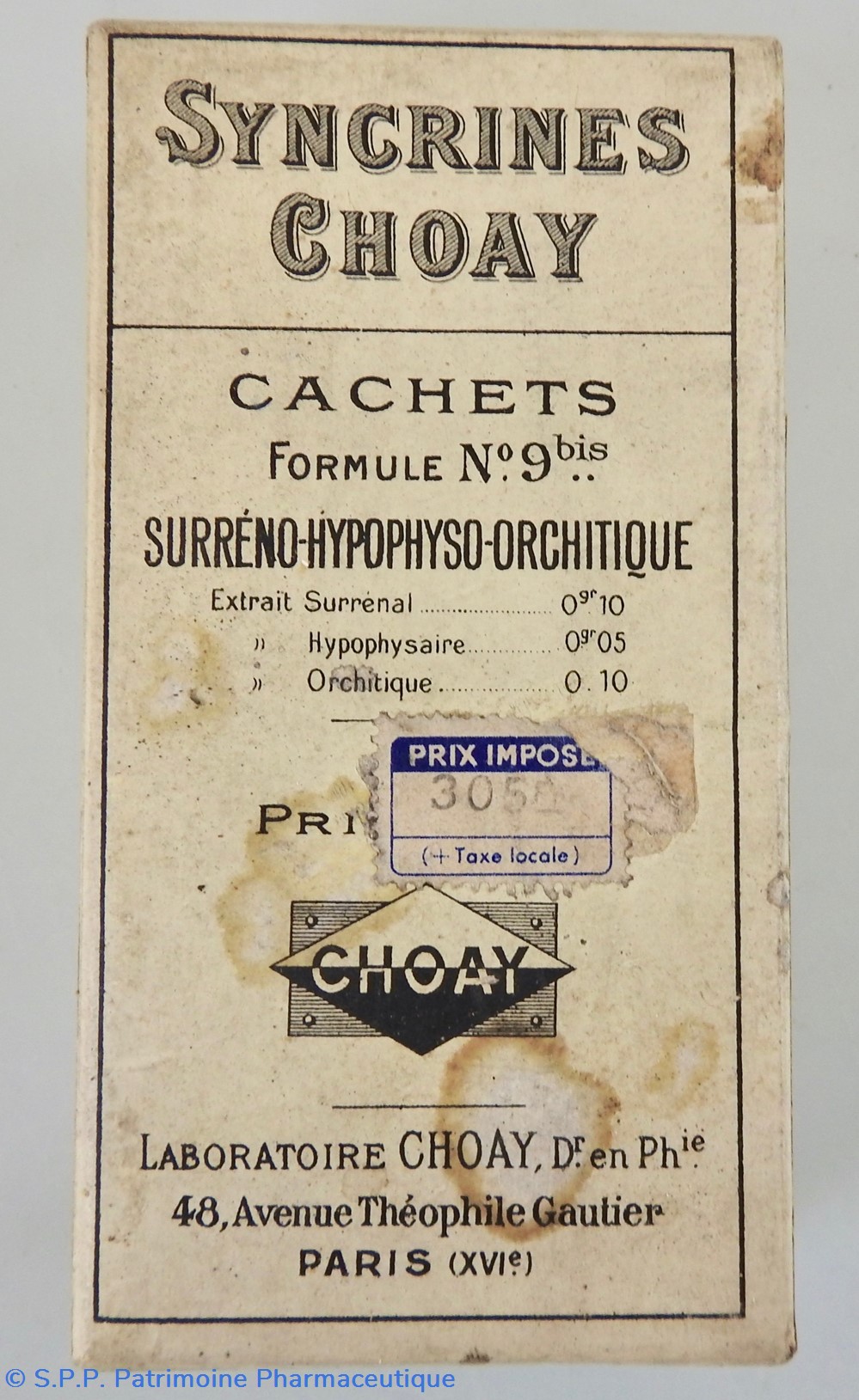 SYNCRINES CHOAY Opothérapie Surréno-Hypophyso-Orchitique science pharmacie syncrines choay opotherapie surreno hypophyso orchitique