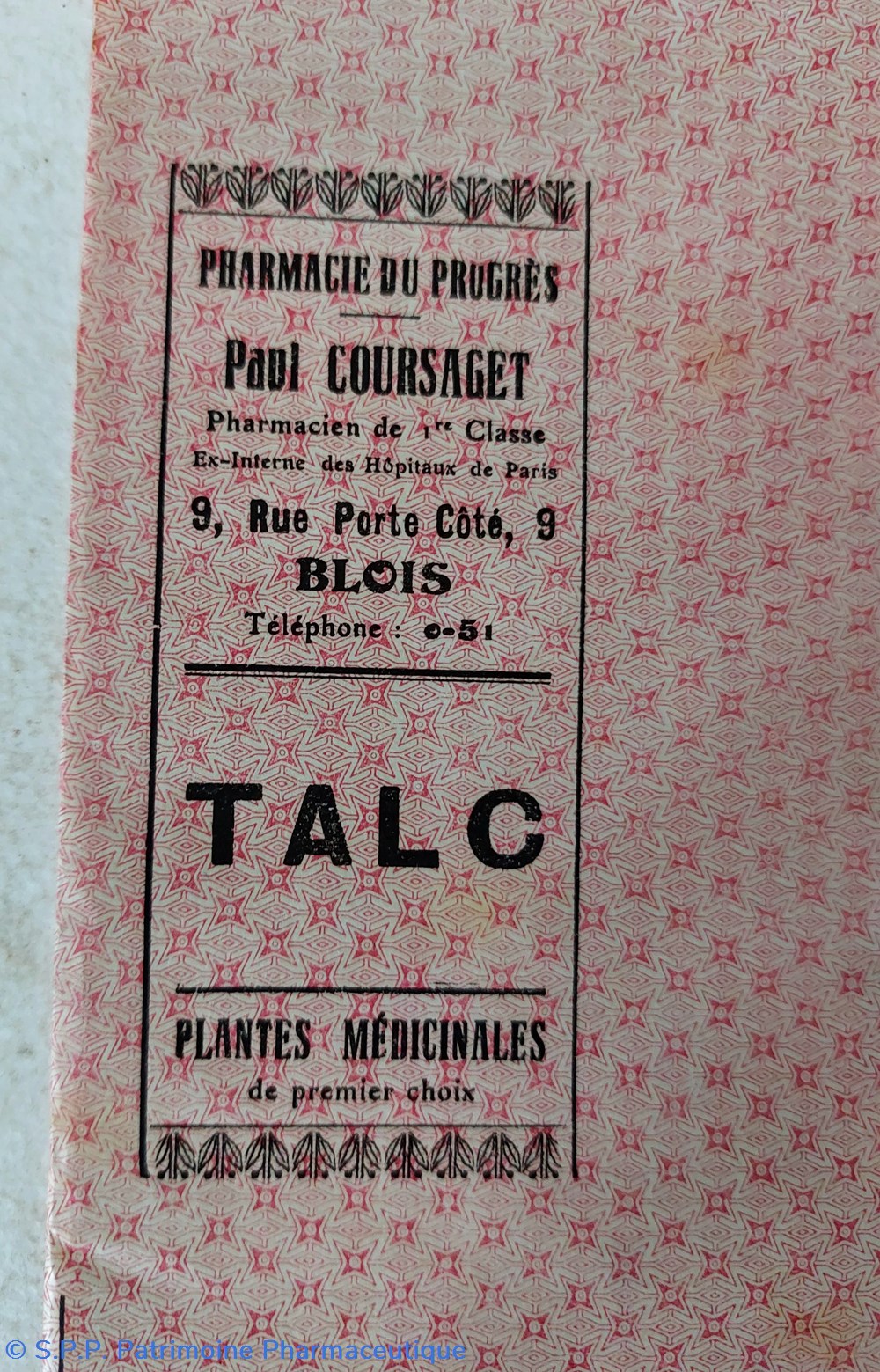 documents anciens emballage talc