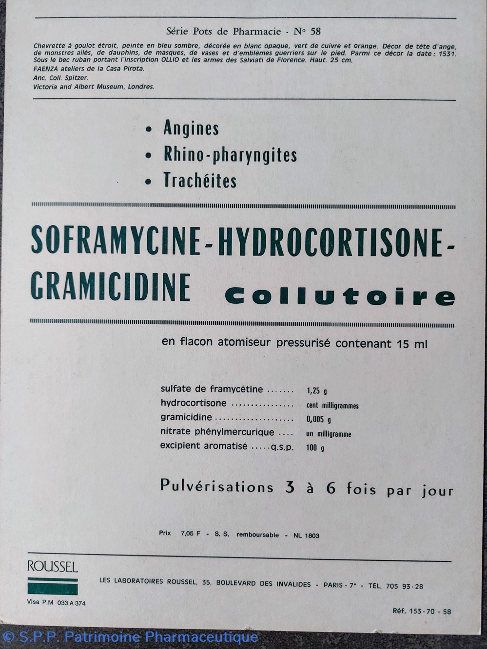 ROUSSEL N°58 CHEVRETTE Faenza 1531 2 objets publicitaires roussel n 58 chevrette faenza 1531