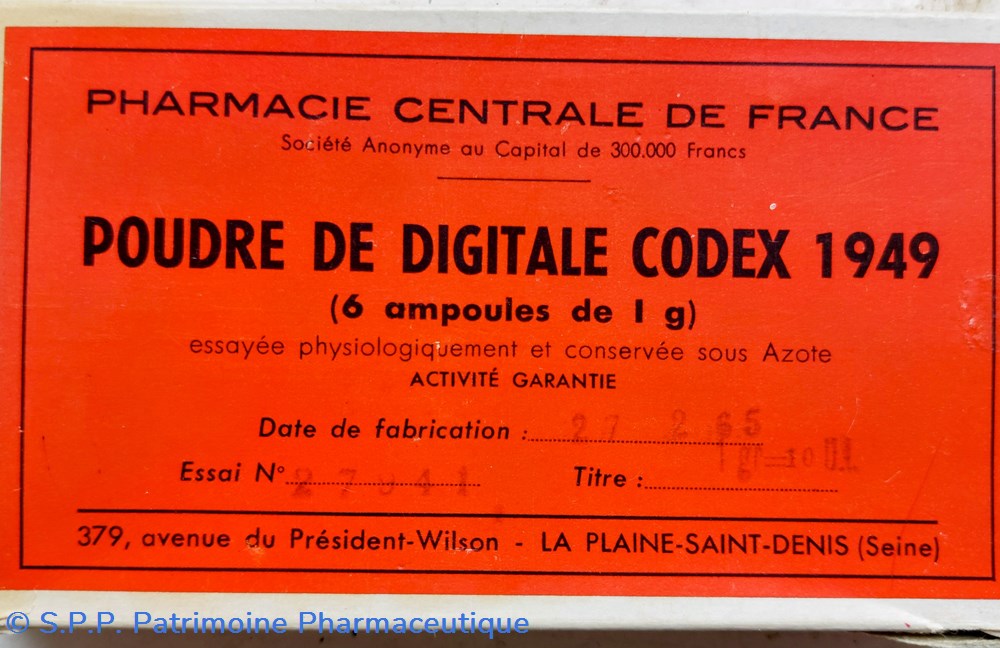 POUDRE DE DIGITALE CODEX 1949 ( ampoules) science poudre de digitale codex 1949 ampoules