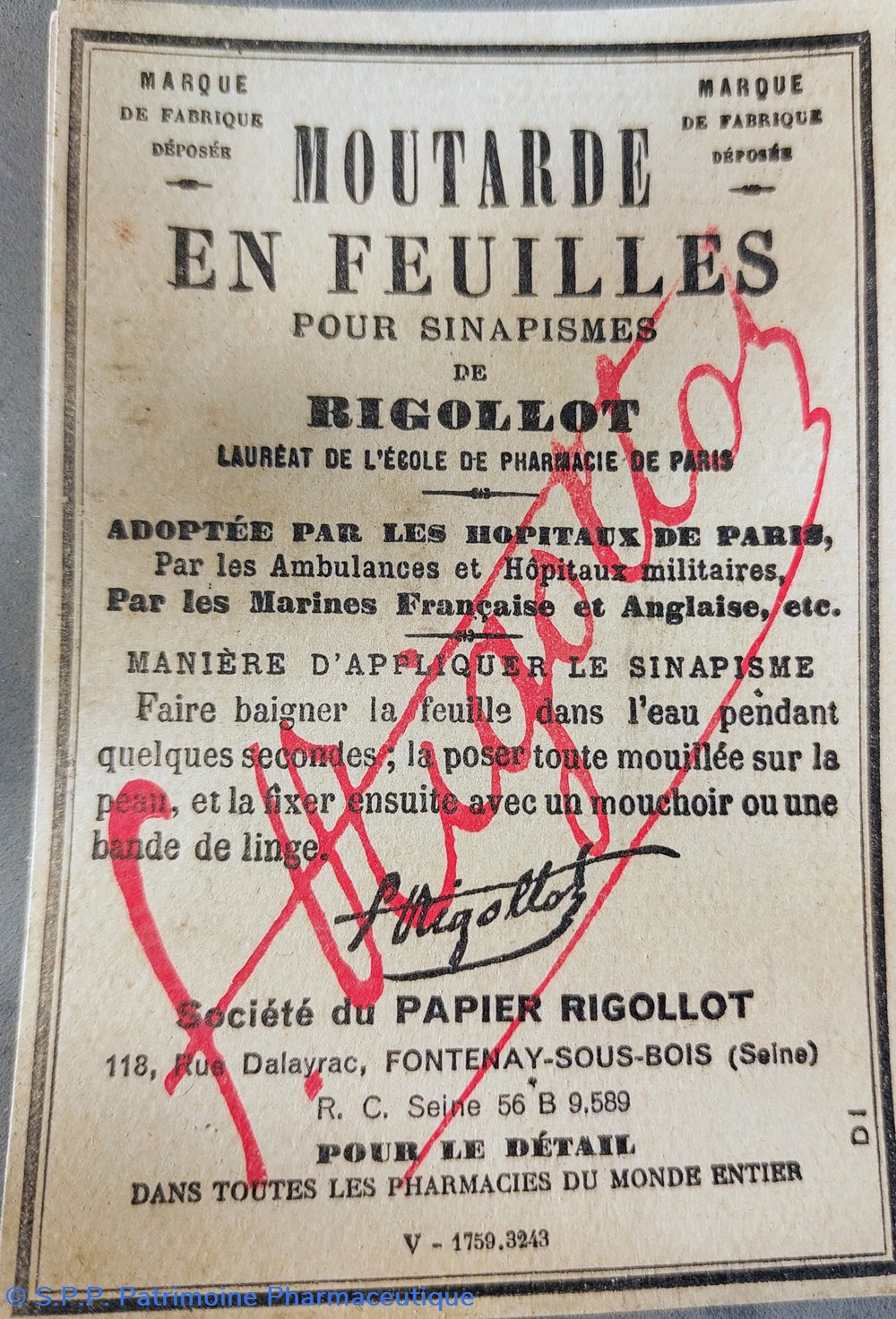 MOUTARDE en feuilles /Sinapisme de RIGOLLOT science pharmacie moutarde en feuilles sinapisme de rigollot