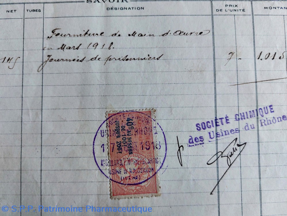 * Facture " HISTORIQUE" du 31/03/1917 Société Chimique des Usines du Rhône 3 documents anciens facture historique du 31 03 1917 societe chimique des usines du rhone