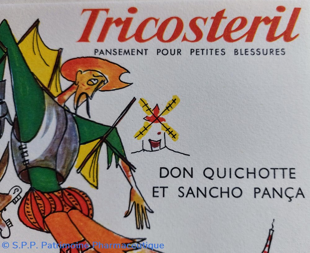 TRICOSTERIL Pansements 3 - Buvard N3 - "Don Quichotte et Sancho Pança" 4 science pharmacie tricosteril pansements 3 buvard n3 don quichotte et sancho panca