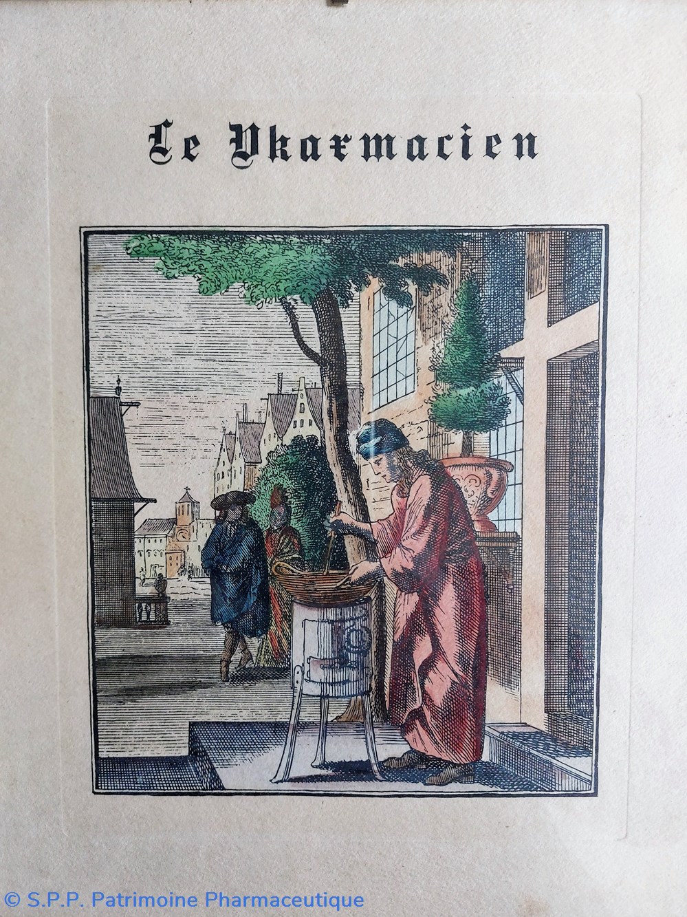 Gravure "Le PHARMACIEN" science gravure le pharmacien