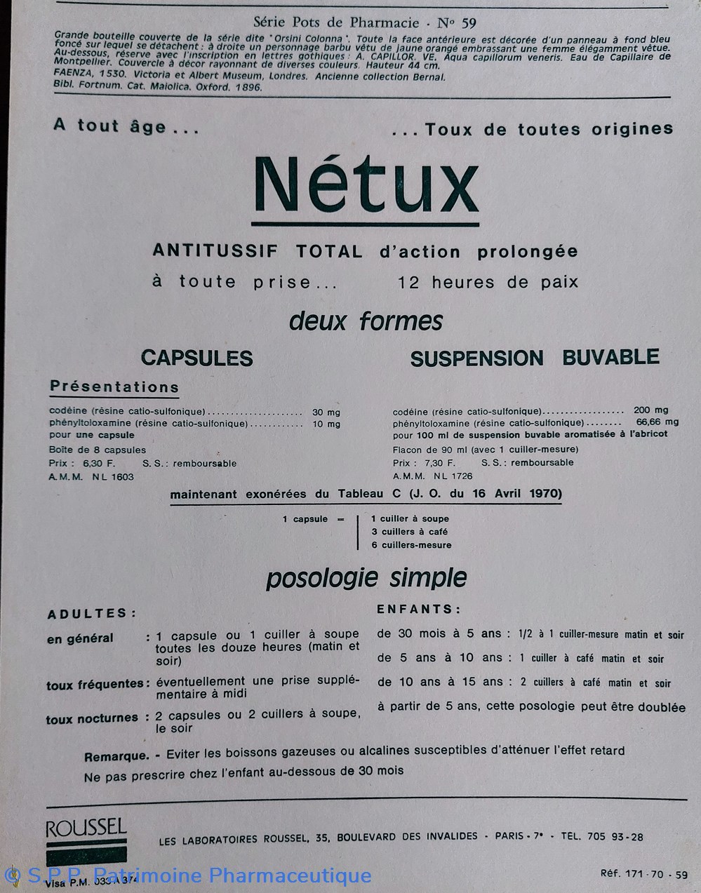 science roussel n 59 bouteille de pharmacie feanza 1530
