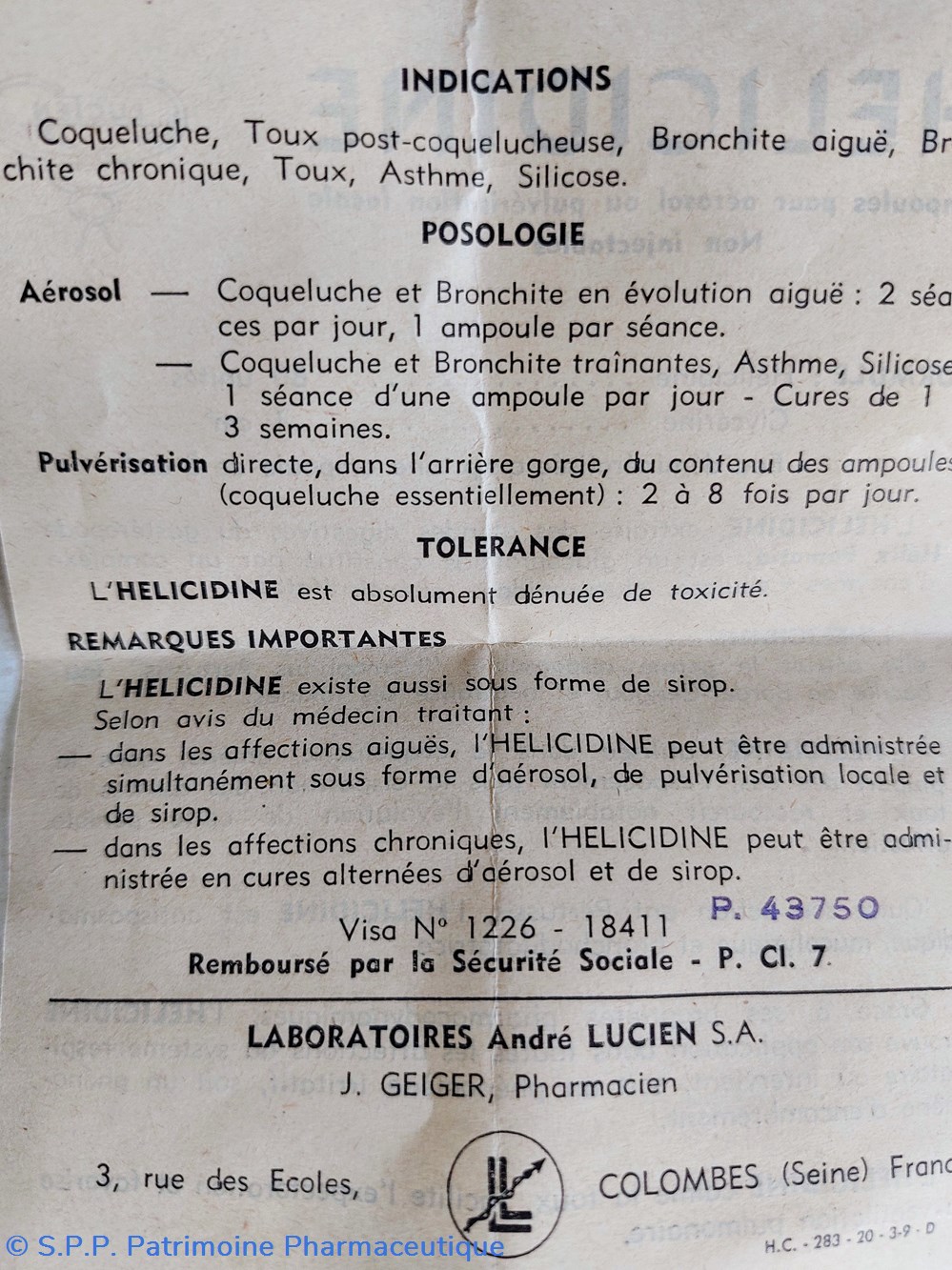 science pharmacie helicidine ampoules pour aerosols