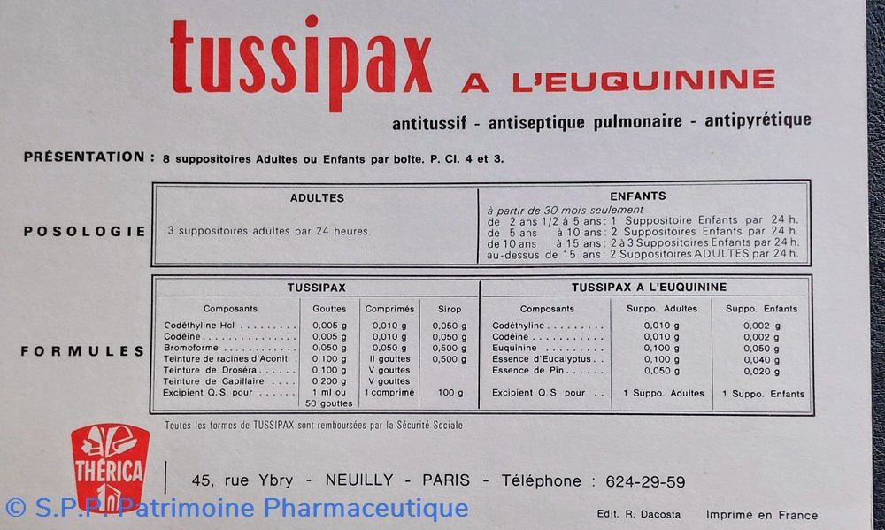 Affiche / TUSSIPAX THÉRICA 5 objets publicitaires affiche tussipax therica