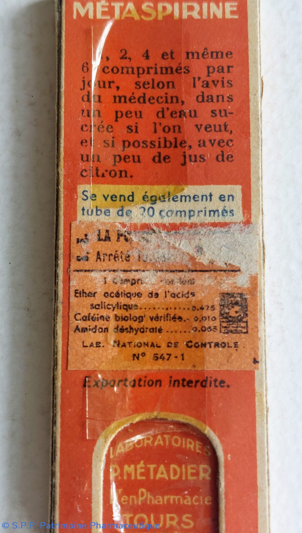 MÉTASPIRINE 10 comprimés Métadier 2 science pharmacie metaspirine 10 comprimes metadier