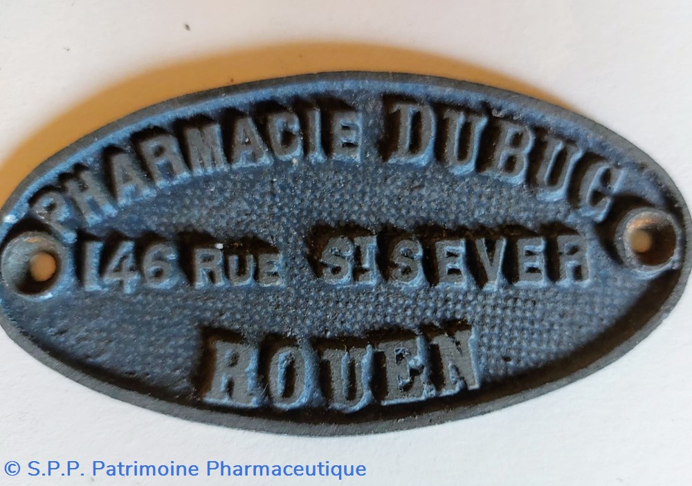 Plaque signalétique "Pharmacie DUBUC" Rouen 3 objets publicitaires plaque signaletique pharmacie dubuc rouen