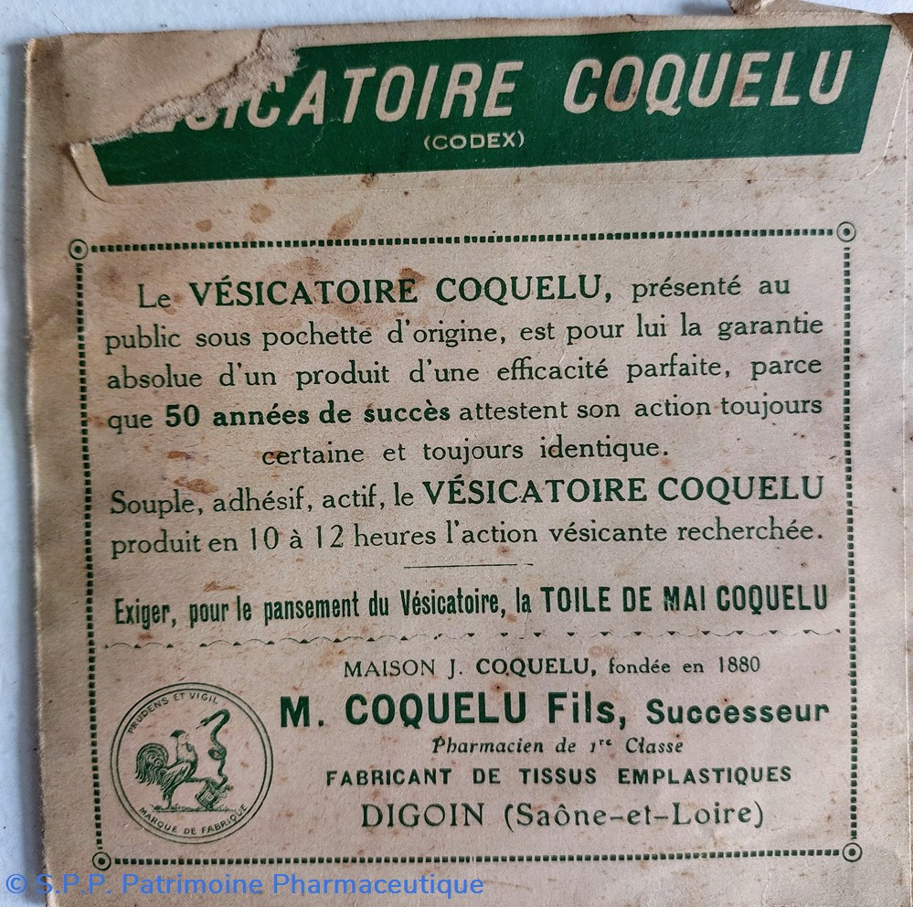 VESICATOIRE COQUELU ( Pansements) 2 science vesicatoire coquelu pansements