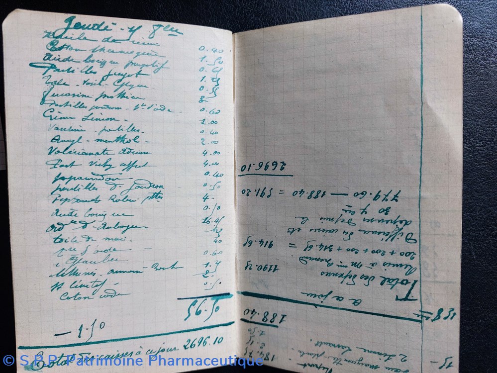 Carnet de CAISSE (Entrées et Sorties) d'une pharmacie en 1914 5 documents anciens carnet de caisse entrees et sorties une pharmacie en 1914