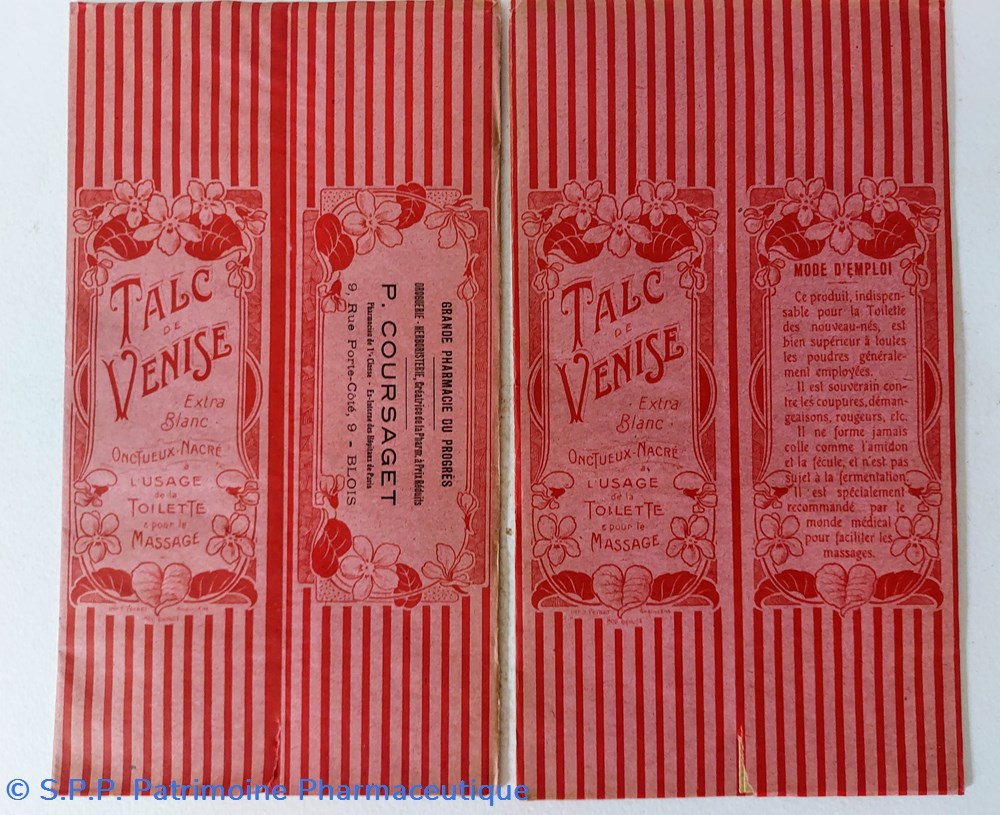 documents anciens emballage talc de venise