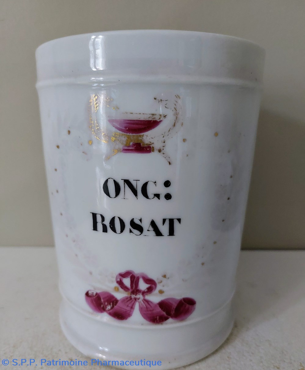 Pot à onguent " ONG : ROSAT" Porcelaine GOSSE science pharmacie pot a onguent ong rosat porcelaine gosse