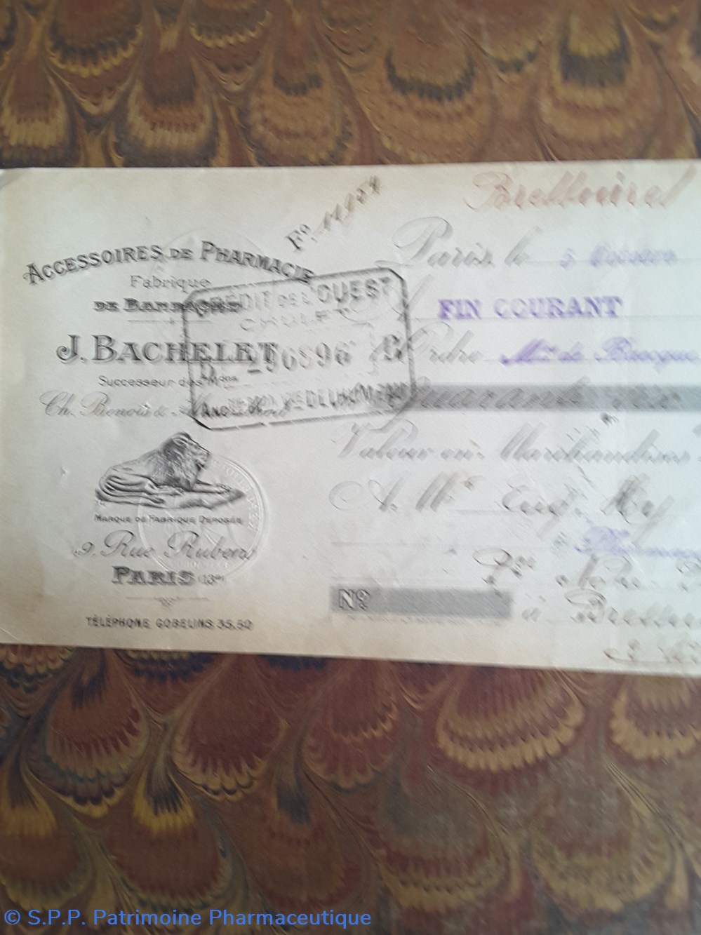 documents anciens lettre de change j bachelet paris 1917