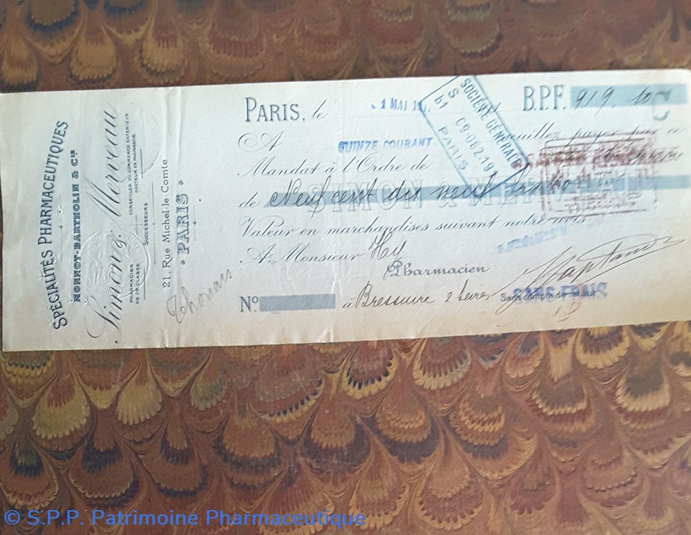documents anciens lettre de change simon et merveau paris 1er mai 1917