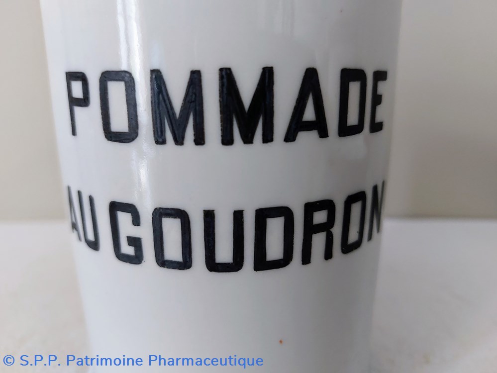 Pot à onguent MEHUN " POMMADE AU GOUDRON " 2 science pharmacie pot a onguent mehun pommade au goudron