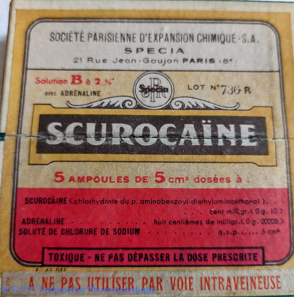 SCUROCAÏNE 3 ampoules sur 5 SPECIA avec adrénaline science pharmacie scurocaine 3 ampoules sur 5 specia avec adrenaline