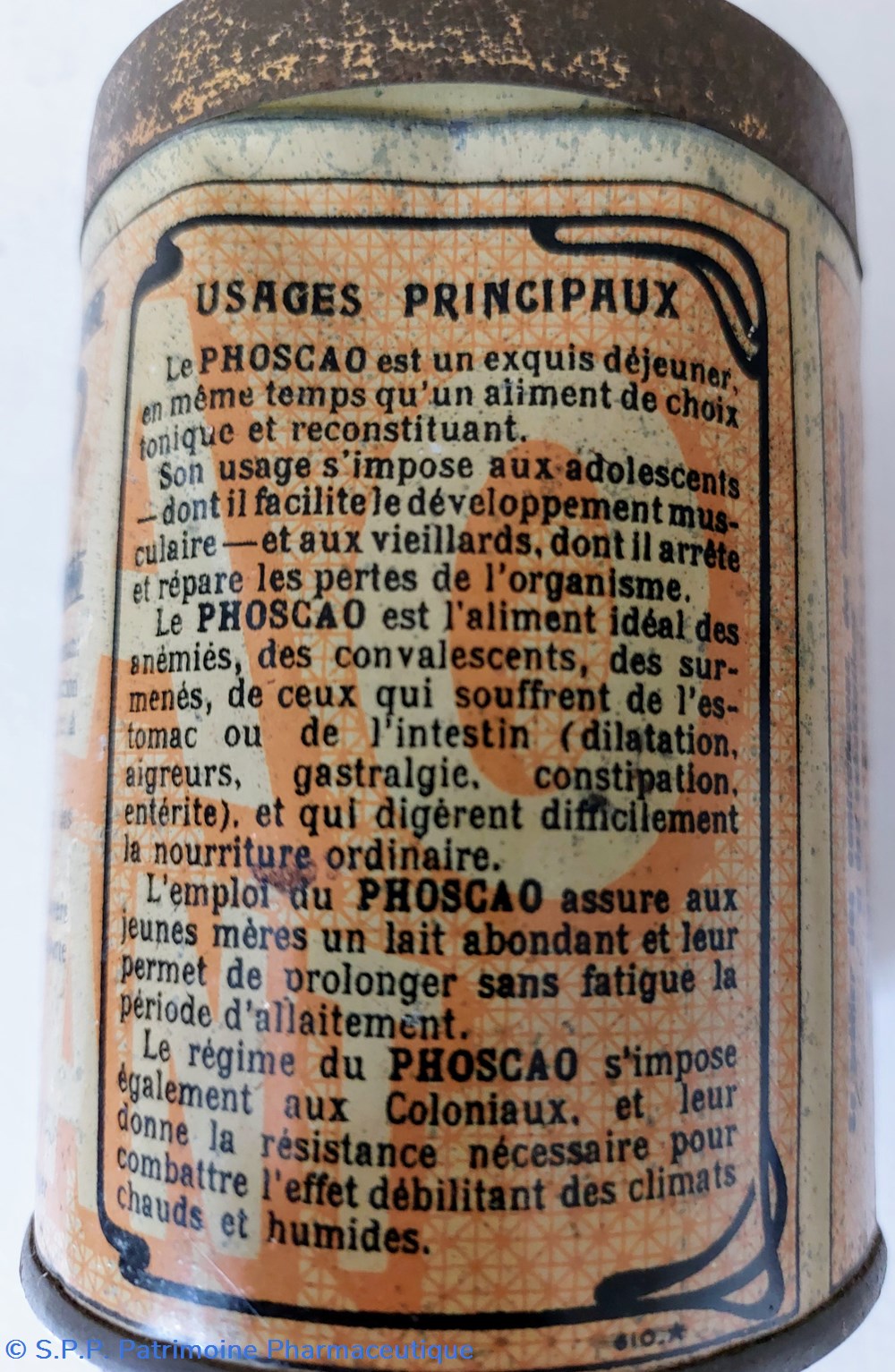 PHOSCAO / Aliment composé / Boîte métal. 3 science pharmacie phoscao aliment compose boite metal