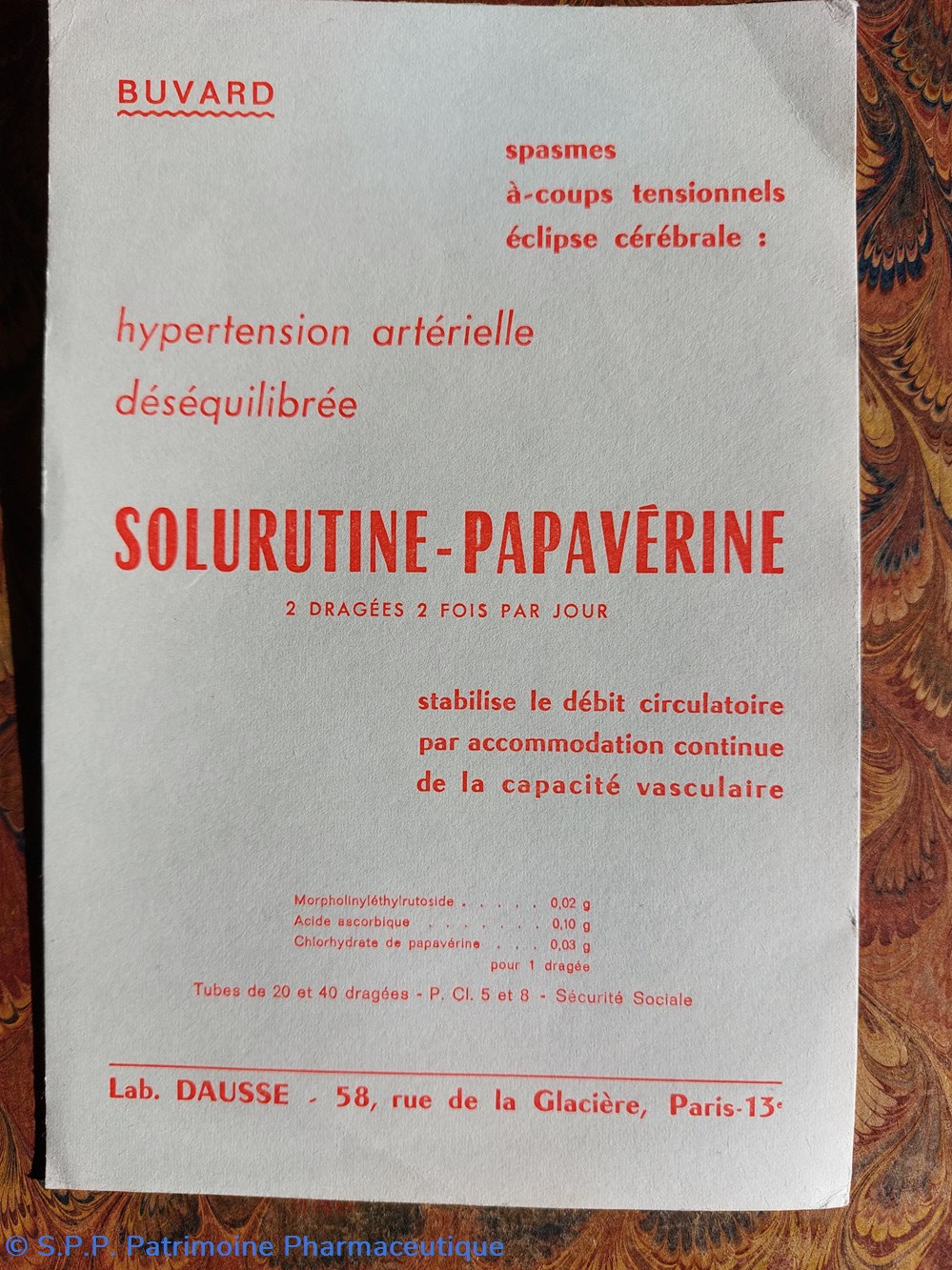 SOLURUTINE - PAPAVÉRINE Lab. Dausse science pharmacie solurutine papaverine lab dausse