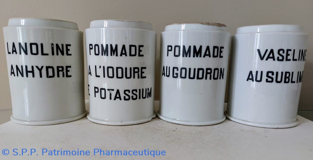 Pot à onguent MEHUN " POMMADE AU GOUDRON " 6 science pharmacie pot a onguent mehun pommade au goudron
