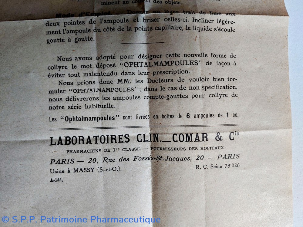 OPHTALMAMPOULES SYNCAÏNE - ADRÉNALINE 6 science pharmacie ophtalmampoules syncaine adrenaline
