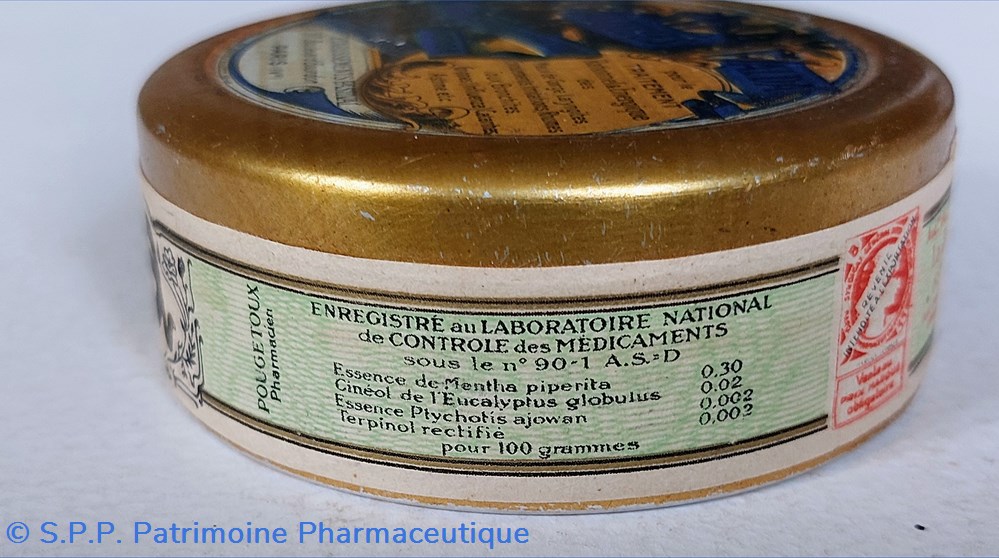science pharmacie pastilles valda decor bleu et or