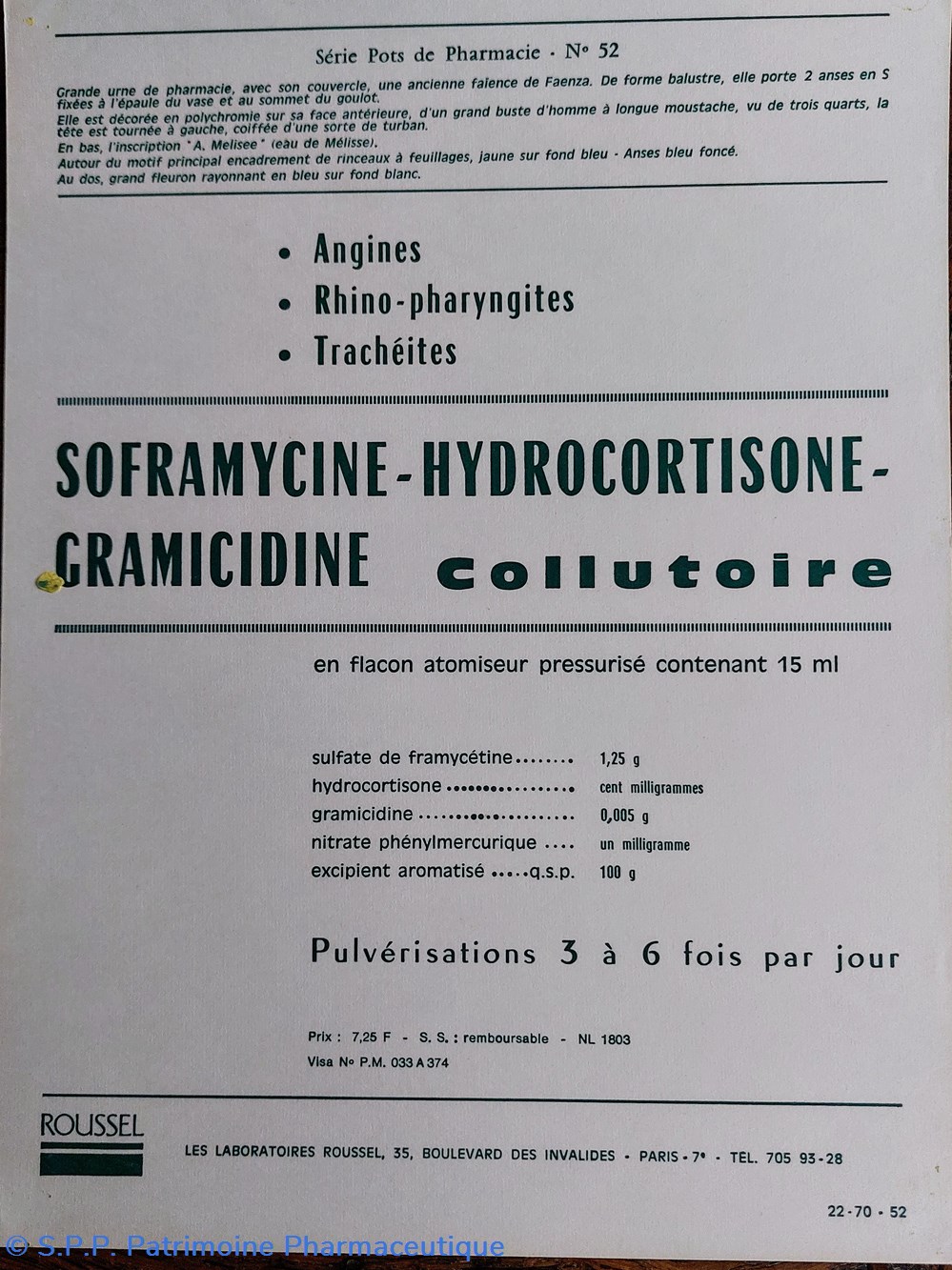 ROUSSEL N°52 URNE de pharmacie - Faenza 3 science roussel n 52 urne de pharmacie faenza