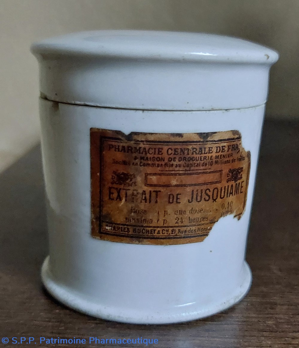 science pharmacie pot a onguent ceramique extr de jusquiame