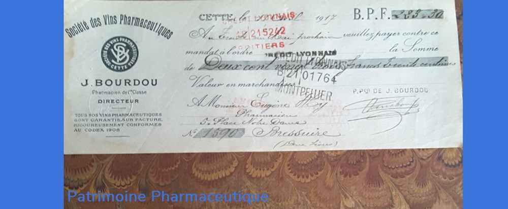 documents anciens lettre de change sie des vins pharmaceutiques avril 1917