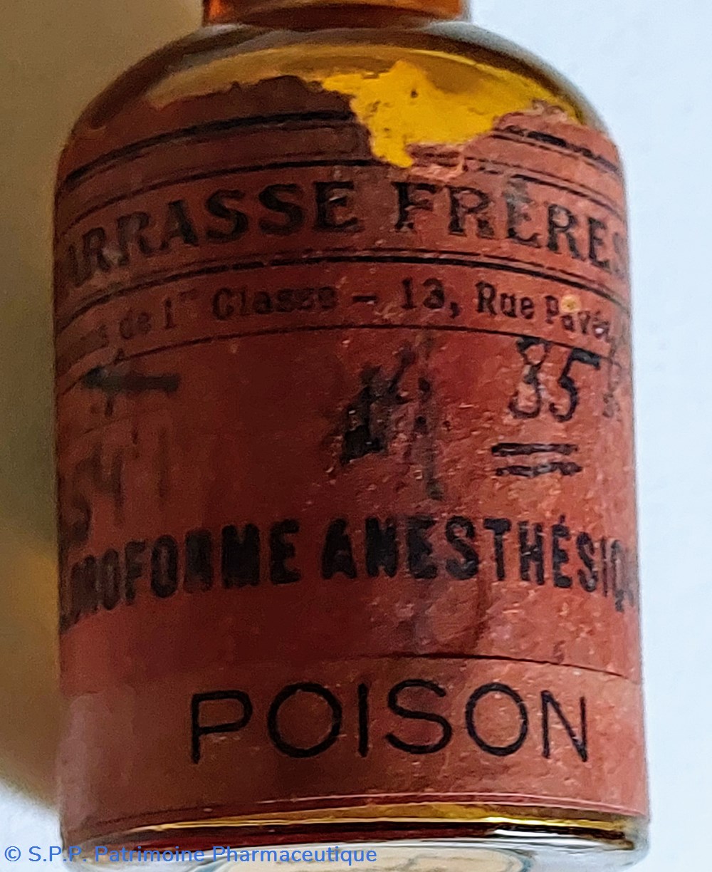 science pharmacie flacon 7 cm chloroforme anesthesique