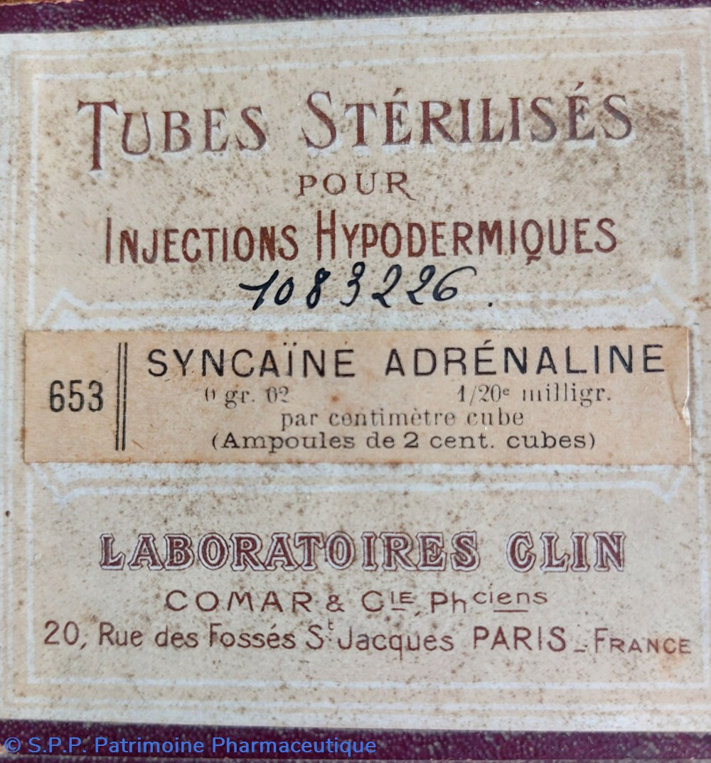 science pharmacie syncaine adrenaline lab clin 6 tubes